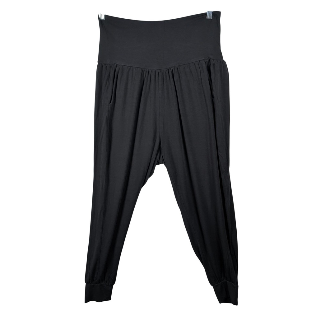 Athleta Womens L Studio Jogger Black High Rise Modal Harem Yoga Lounge Pants